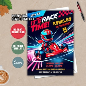 Cars Birthday Invitation, Birthday Invitation Template, Race Car Birthday Invitation, Kids Birthday Invitation, Sport Race Car Invite C101