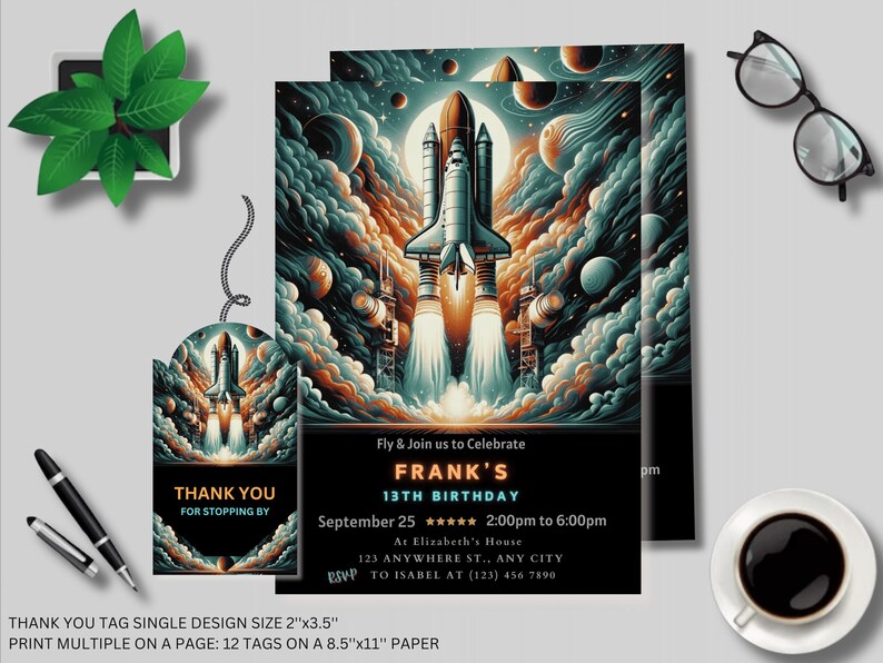 Blast off into fun with our Galaxy Blast Off Invitation! Ideal for both boys and girls, this editable template brings the universe to your birthday party.