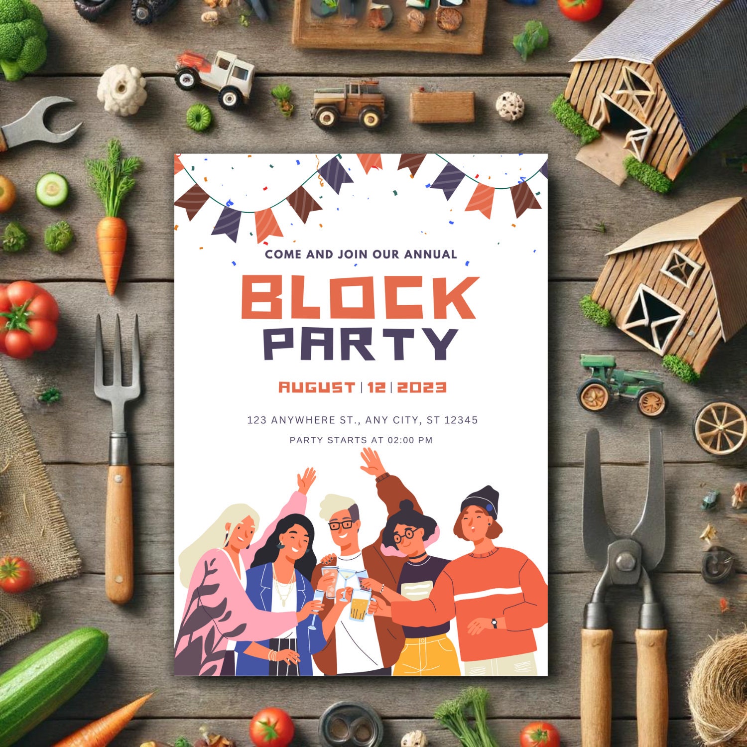 Block Party Invitation Flyer, DIY Template (canva Editable) - Etsy Canada