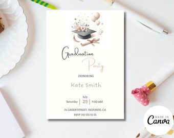 Graduation Invitation Template, Editable Electronic Graduation Invite, Grad announcement Class of 2026 Printable College graduation Templett