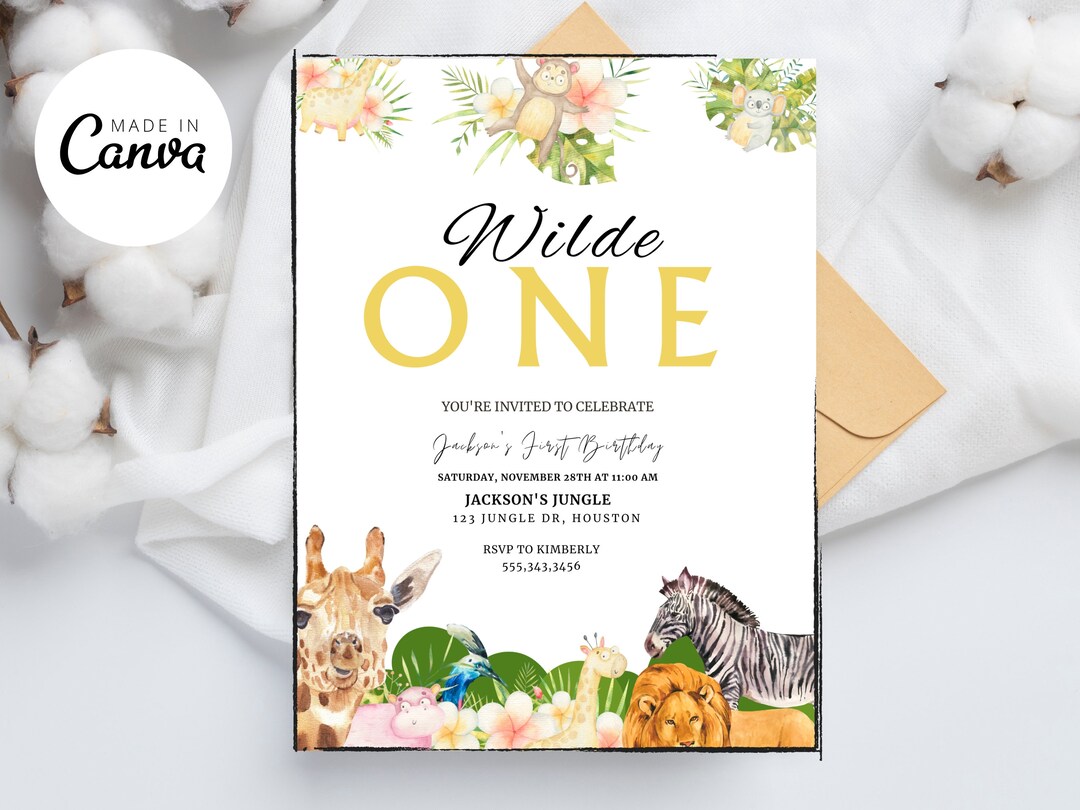 EDITABLE Party Animal Invitation Safari Birthday Invitation Jungle ...