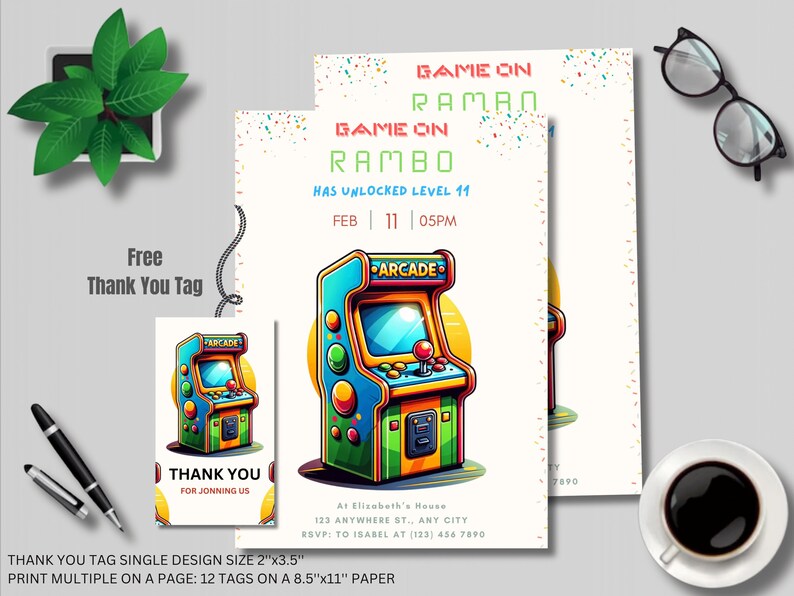 Dive into the fun of arcade gaming with our Editable Arcade Birthday Party Invitation! Perfect for video game enthusiasts, its an instant download for easy customization. Let the gaming adventure begin!