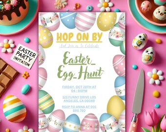 Editable Easter Egg Hunt Invitation Template (Digital Download)