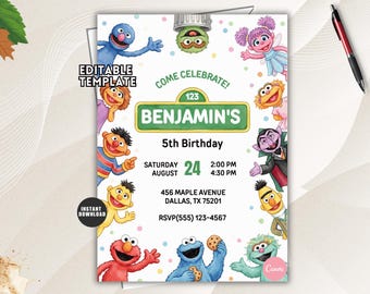 Street Monster Birthday Party Invite: Editable Fun Kids Celebration Template (Digital Download)