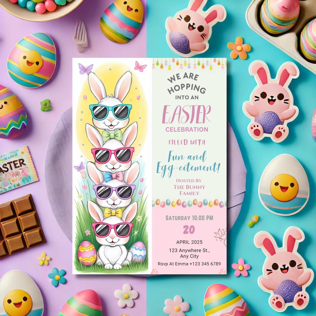 Easter Egg Hunt & Brunch Invitation, Easter Invitation Editable ...