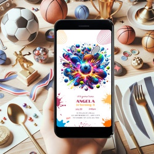 Bearbeitbar All-Star-Geburtstags-Einladung Sport-Geburtstags-Telefon-Einladungs-Telefon-Fußball-Geburtstags-Einladung-Elektronische Sport-Party einladen Fußball-Geburtstag