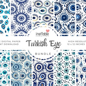 10 Seamless Turkish Eye Bead | Evil Eye | Themed Patterns | Digital Paper Scrapbook Patterns, Pattern Paper, Seamless Patterns, Background