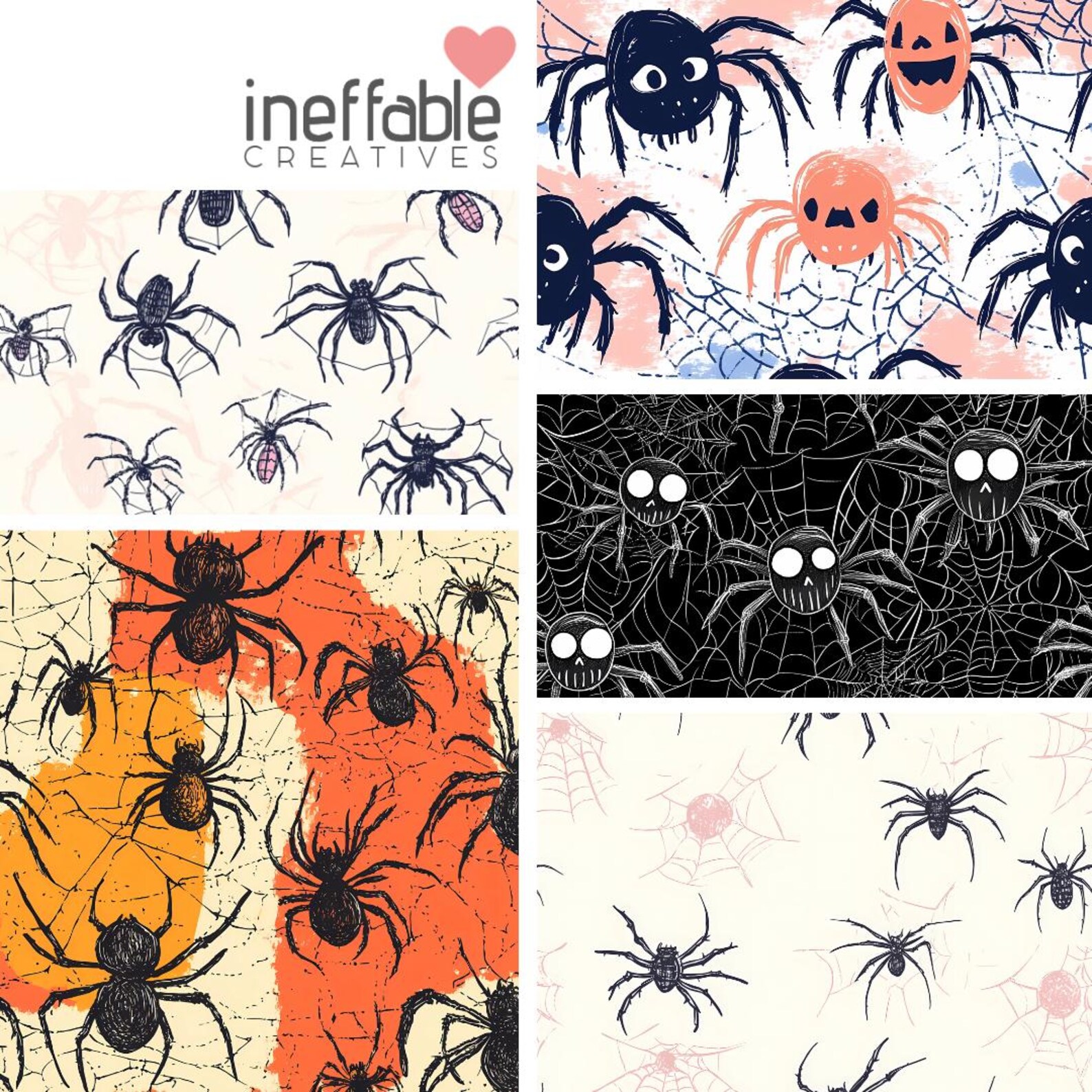 Spider Web Digital Paper | Spooky Seamless Patterns (digital Download ...