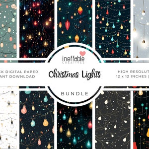 10 Seamless Christmas Lights Patterns | Digital Paper Scrapbook Patterns, Pattern Paper, Seamless Patterns, Background Patterns