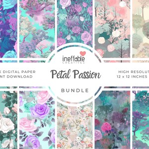 10 Seamless Petal Passion Themed Patterns | Digital Paper Scrapbook Patterns, Pattern Paper, Seamless Patterns, Background | Commercial Use