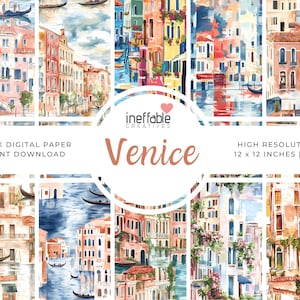 Venice Themed Patterns | Digital Paper Scrapbook Patterns, Pattern Paper, Seamless Patterns, Background Patterns