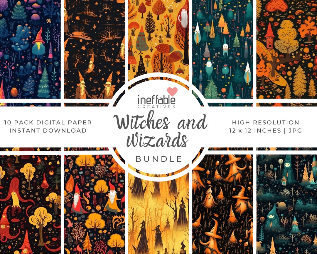 10 Witches & Wizards Halloween Pattern | Themed Patterns | Digital ...