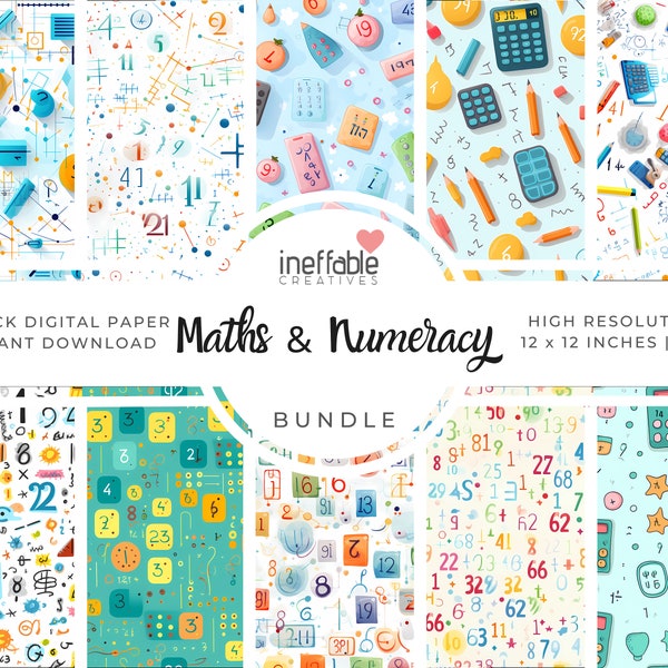 10 Seamless Maths & Numeracy Patterns | Digital Paper Scrapbook Patterns, Pattern Paper, Seamless Patterns, Background Patterns