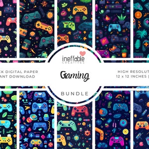 10 Seamless Gaming Inspired Patterns | Digital Paper Scrapbook Patterns ...