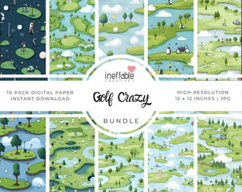 10 Seamless Golf Crazy Patterns | Digital Paper Scrapbook Patterns, Pattern Paper, Seamless Patterns, Background Patterns