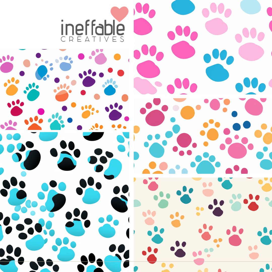 10 Seamless Paw Print Pattern | Themed Patterns | Digital Paper ...