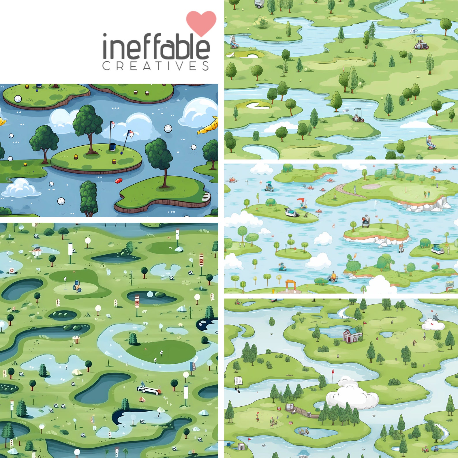 Golf Course Seamless Pattern: Digital Paper Pack (digital Download) - Etsy