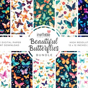 10 modelli a tema bellissime farfalle senza soluzione di continuità / modelli di album di carta digitale, carta modello, modelli senza soluzione di continuità, sfondo