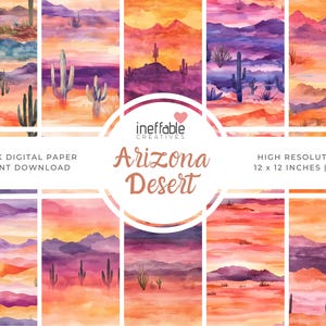 Arizona Desert Themed Patterns | Digital Paper Scrapbook Patterns, Pattern Paper, Seamless Patterns, Background Patterns