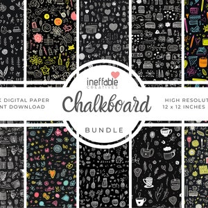 10 Seamless Chalkboard Themed Patterns | Digital Paper, Scrapbook Patterns, Pattern Paper, Seamless Patterns, Background Patterns, Chalk