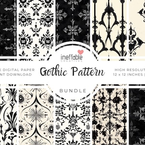 Gothic Themed Patterns | Digital Paper Scrapbook Patterns, Pattern Paper, Seamless Patterns, Background Patterns