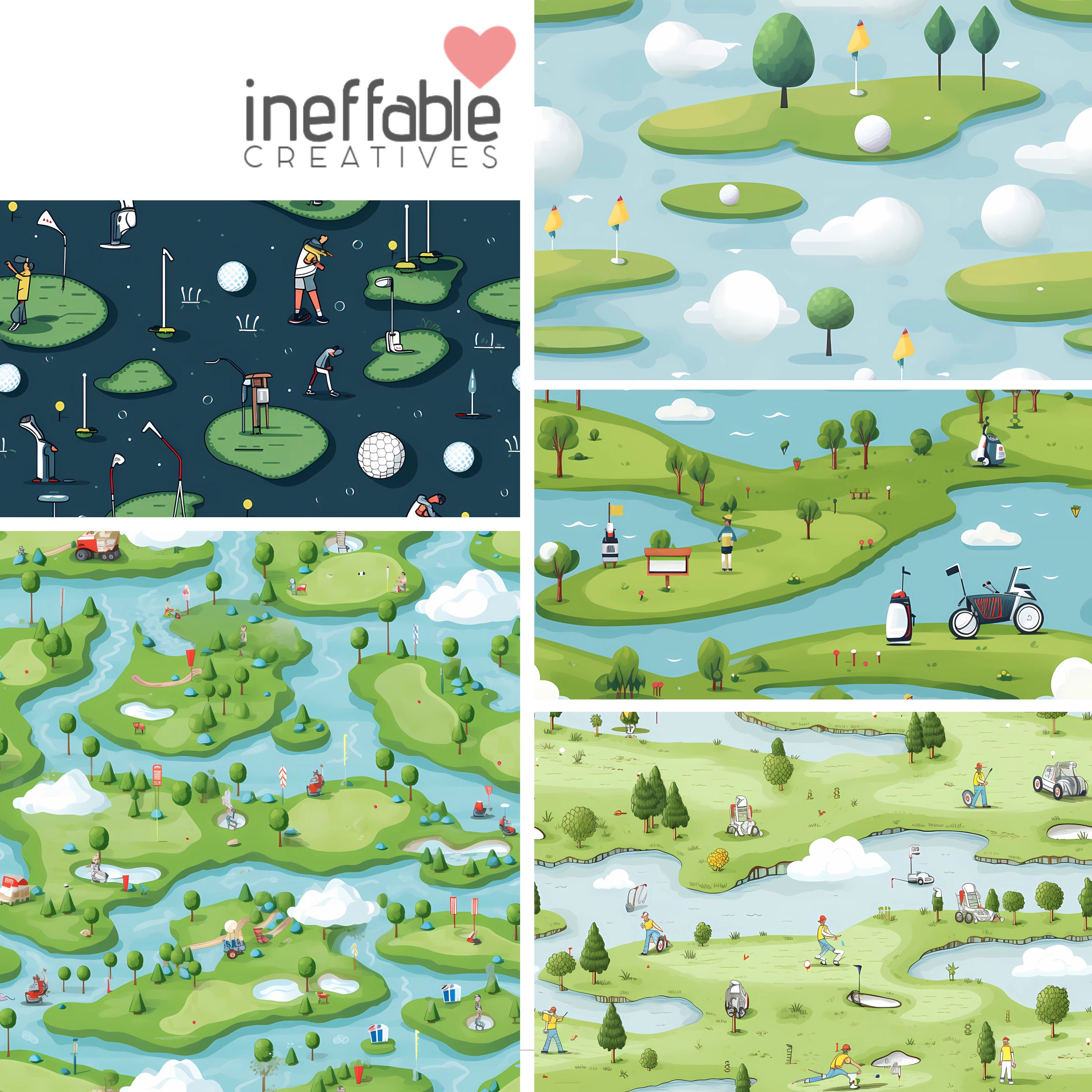 Golf Course Seamless Pattern: Digital Paper Pack (digital Download) - Etsy