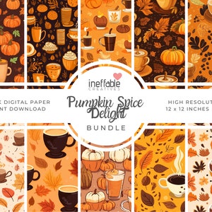 10 Seamless Pumpkin Spice Themed Patterns | Digital Paper, Scrapbook Patterns, Pattern Paper, Seamless Patterns, Digital Background