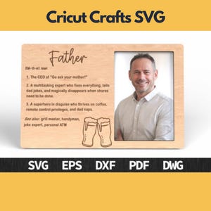 Funny Dad  Photo Frame SVG, 3D Layered Laser Cut, 3D Paper Cut Template, SVG Digital Download File, Cricut Svg Files,
