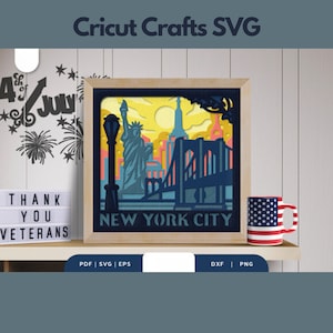New York 3D Shadow Box Paper Cut, 3D Paper Cut Shadow Box Template, SVG Digital Download Files, Shadow Box SVG, Cricut Svg Files