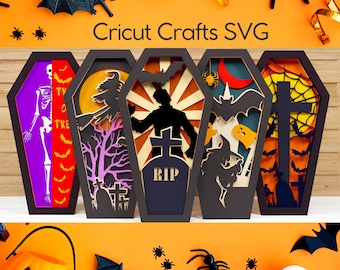 Pakiet plików Svg do cięcia laserowego na Halloween i modele 3D do cięcia laserowego, plik Glowforge na Halloween i pliki CNC na Halloween, pliki Dxf na Halloween,