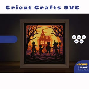 Halloween Kids Cosplay 3D Shadow Box, Halloween Day 3D SVG, 3D Paper Cut Shadow Box Template, SVG Digital Download Files, Shadow Box SVG,