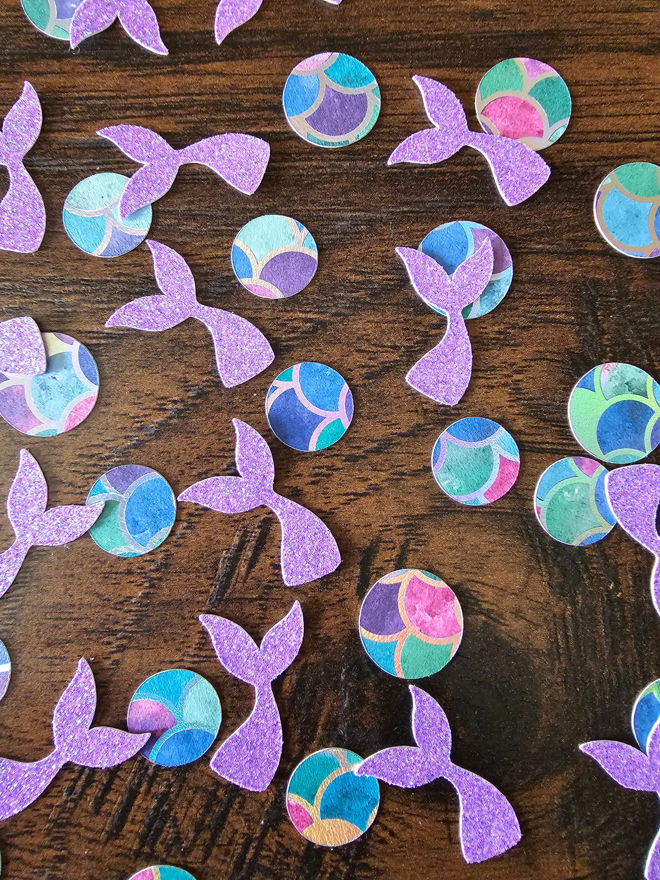 Mermaid Confetti Purple Glitter 80 Pieces Birthday Party Mermaid Party