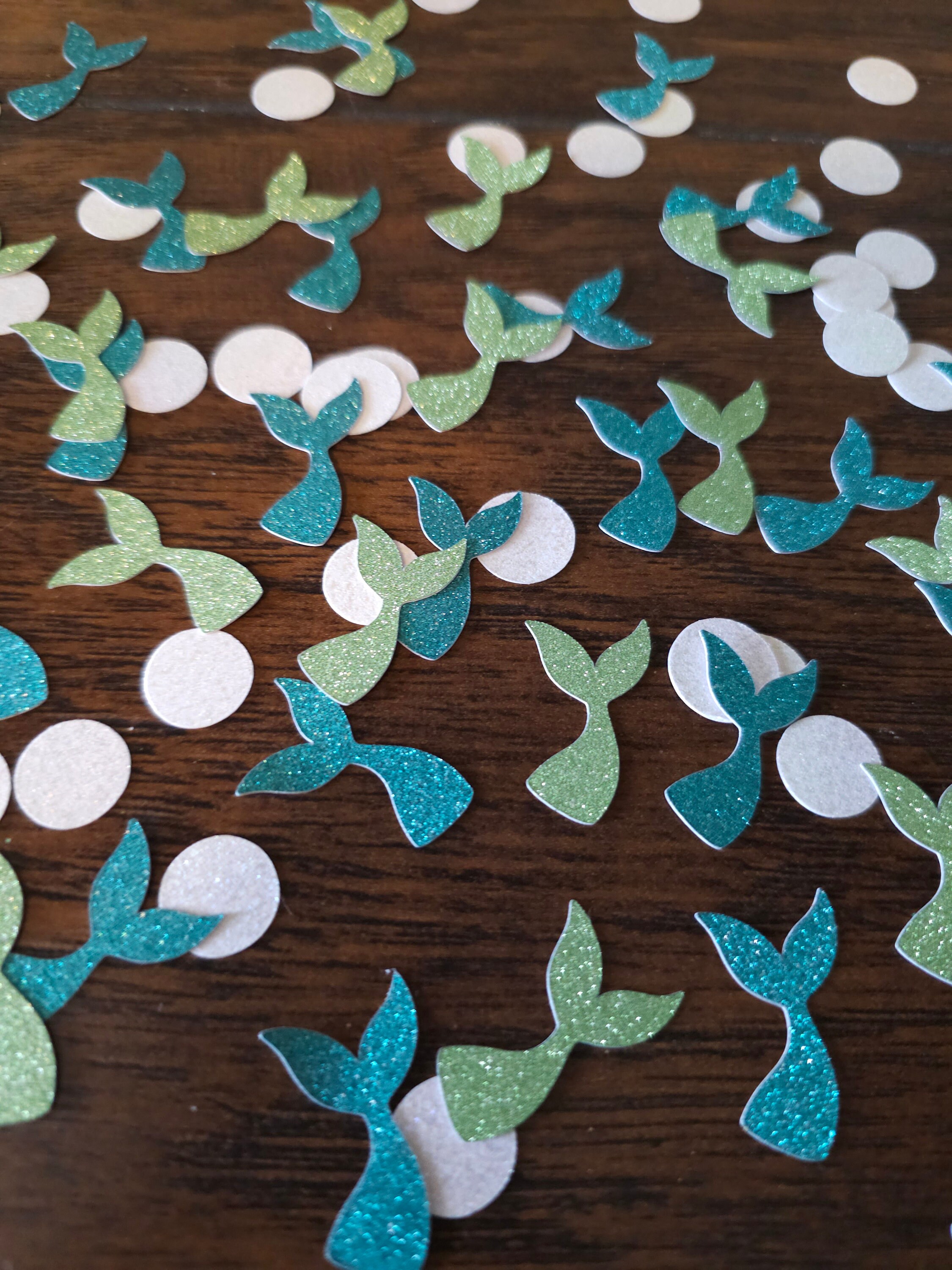 Mermaid Tail Confetti Blue and Green Glitter 50 Pieces Birthday Party Mermaid Party