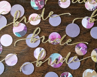 Gold and Purple Floral Bride Confetti,  Bridal Shower, Bridal Brunch,  Bachelorette Party