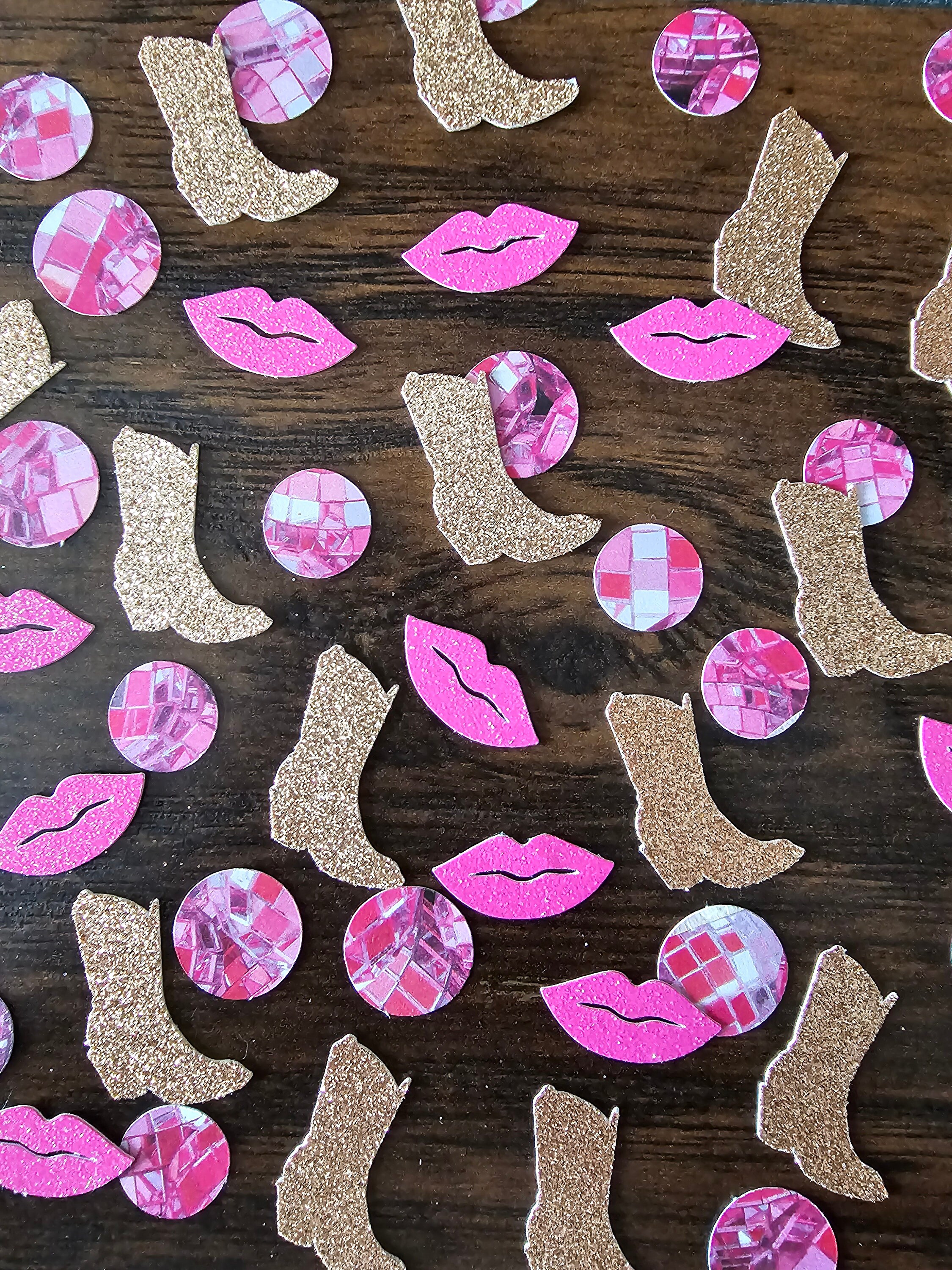 Disco Cowgirl Kiss Confetti Gold Glitter Pink Glitter 80 Pieces Birthday Party Bachelorette Party Nashville Nash Bash