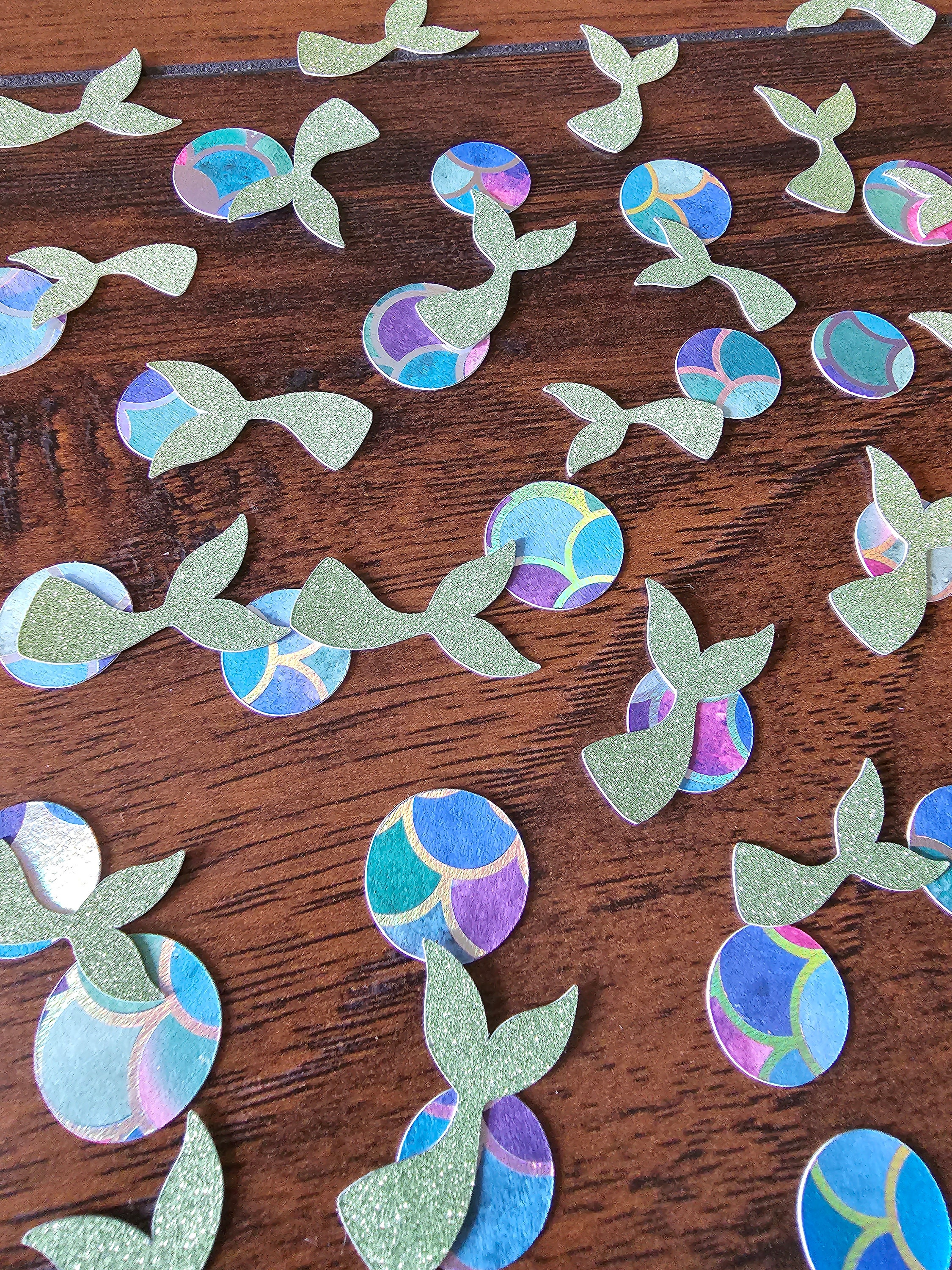 Mermaid Confetti Green Glitter 80 Pieces Birthday Party Mermaid Party
