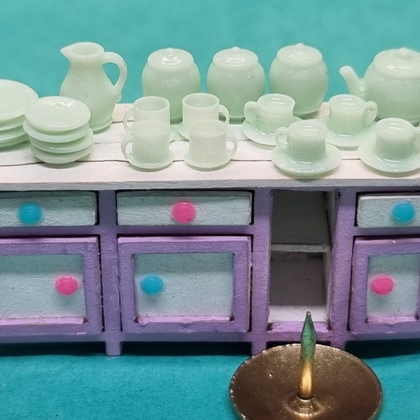 1:48 Miniatur Pastell Mintgrün - 22-teiliges Küchen-Set