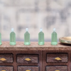 miniature 1/48th undecorated translucent green 6mm straight bottles-pack of 5