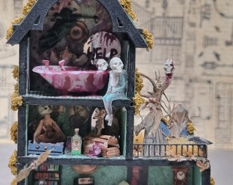 Miniature, unique, Ooak 1/144th Haunted Halloween house, Perfect for a Dolls House in a dolls house or Individual Diorama