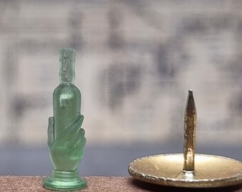 Stunning, miniature pack of 2- undecorated translucent green 1/24th 14mm Victorian style bottle ornaments