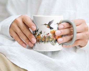 Hummingbird Mug | Flowers Mug | Spring Mug | Beautiful Hummingbirds | Coffee Mug