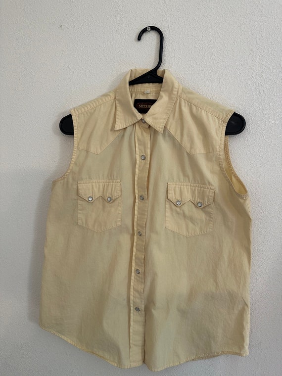 Pale Yellow Western Button Up Tank