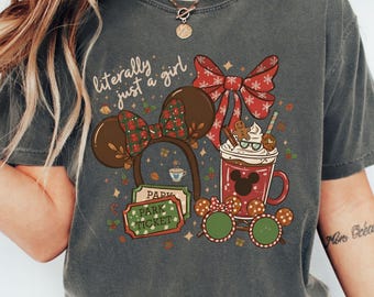 Camiseta "Literally Just A Girl" de Comfort Colors®, camiseta "Tis The Season", sudadera "Amantes del café", camiseta "Regalo de invierno para ella", camiseta navideña de Disney