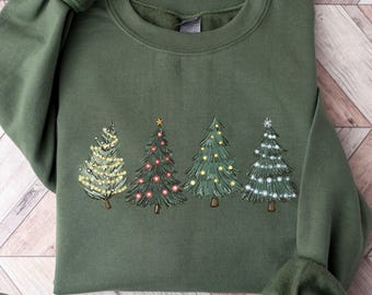 Green Tree Christmas Sweatshirt, Christmas Shirt, Xmas Crewneck T-shirt, Christmas  Gift For Her, Holiday Sweater for Women, Chrimbo Hoodie