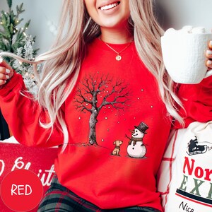 Christmas Snowman Sweatshirt, Christmas Dog Sweater, Snowman Shirt, Chrimbo Gift Tshirt, Christmas Crewneck Jumper, Xmas Shirts for Women image 6