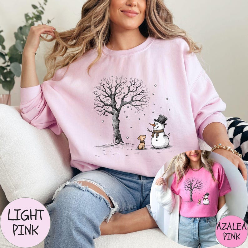Christmas Snowman Sweatshirt, Christmas Dog Sweater, Snowman Shirt, Chrimbo Gift Tshirt, Christmas Crewneck Jumper, Xmas Shirts for Women image 5