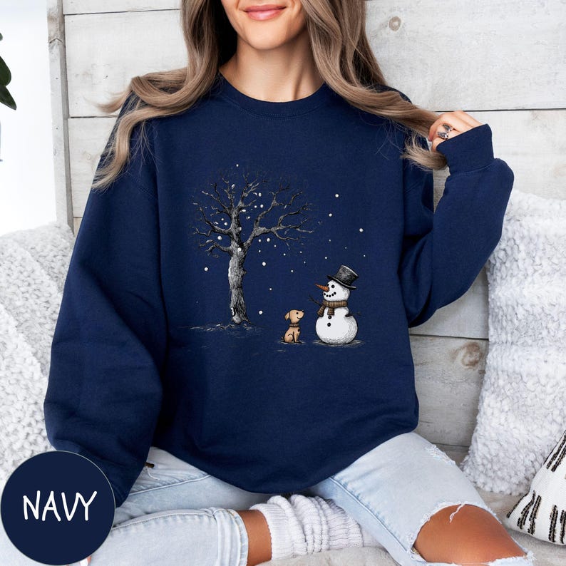 Christmas Snowman Sweatshirt, Christmas Dog Sweater, Snowman Shirt, Chrimbo Gift Tshirt, Christmas Crewneck Jumper, Xmas Shirts for Women image 4