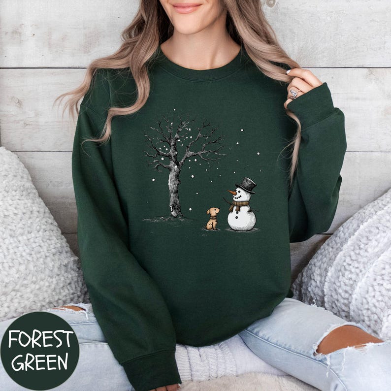 Christmas Snowman Sweatshirt, Christmas Dog Sweater, Snowman Shirt, Chrimbo Gift Tshirt, Christmas Crewneck Jumper, Xmas Shirts for Women image 8