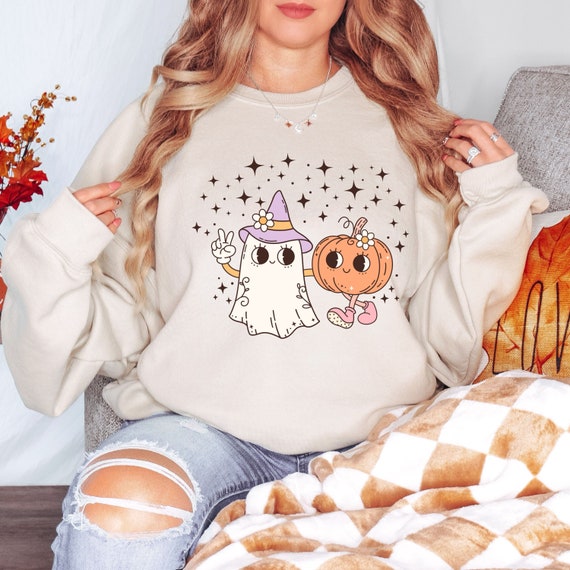 Halloween Crewneck Shirt, Spooky Season Tshirt, Cute Tee, Spooky Vibe Halloween T Shirt, Retro Halloween T-shirt Gift , Scary Holidays Shirt