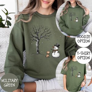 Christmas Snowman Sweatshirt, Christmas Dog Sweater, Snowman Shirt, Chrimbo Gift Tshirt, Christmas Crewneck Jumper, Xmas Shirts for Women image 2